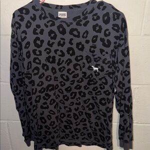 PINK Victoria's Secret Gray Leopard Long Sleeve Tee